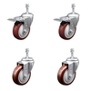 Service Caster 4 Inch SS Maroon Poly 10mm Threaded Stem Caster Total Lock Brake SCC, 2PK SCC-SSTSTTL20S414-PPUB-MRN-M1015-2S2